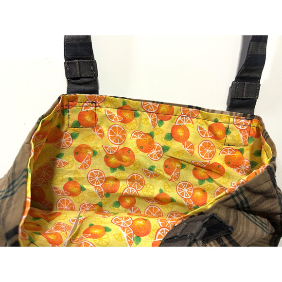 Handmade Vintage Tote Bag Punk Patch Indie Womens Brown Olive Oranges Interior - Picture 5 of 9